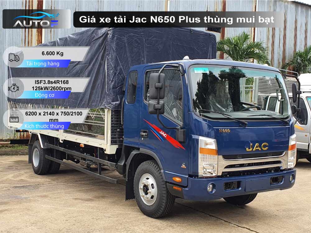 Giá xe tải JAC N650 Plus thùng mui bạt (6.5 Tấn)